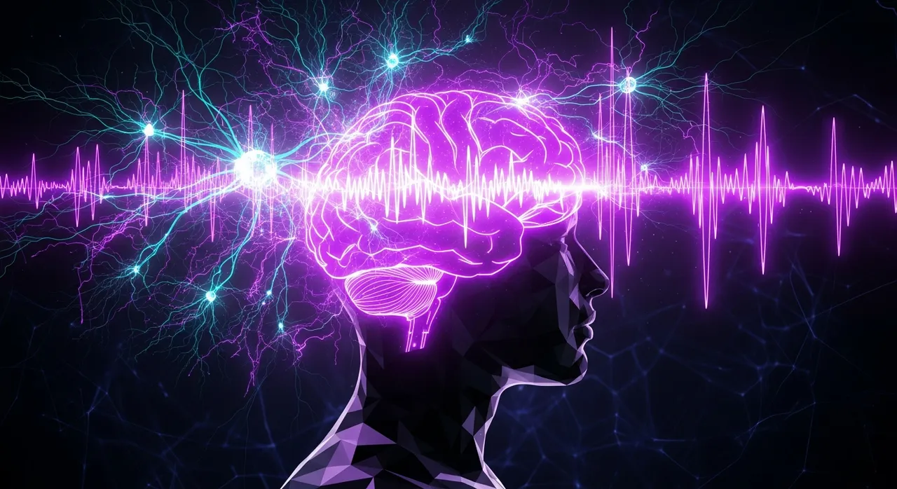 Abstract purple brain waves representing mindset and mental growth